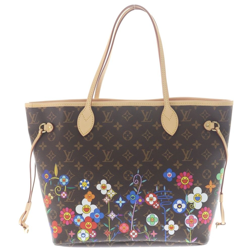 Louis Vuitton TM Monogram Neverfull MM Tote Brown Leather Gold