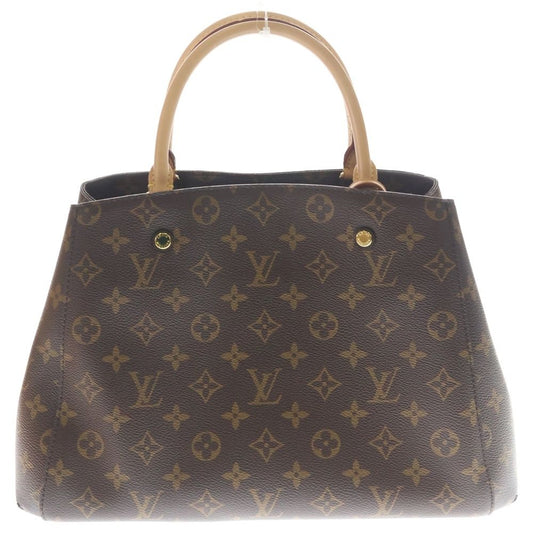 Louis Vuitton Monogram Montaigne MM 2-Way Shoulder Bag Brown Leather Gold