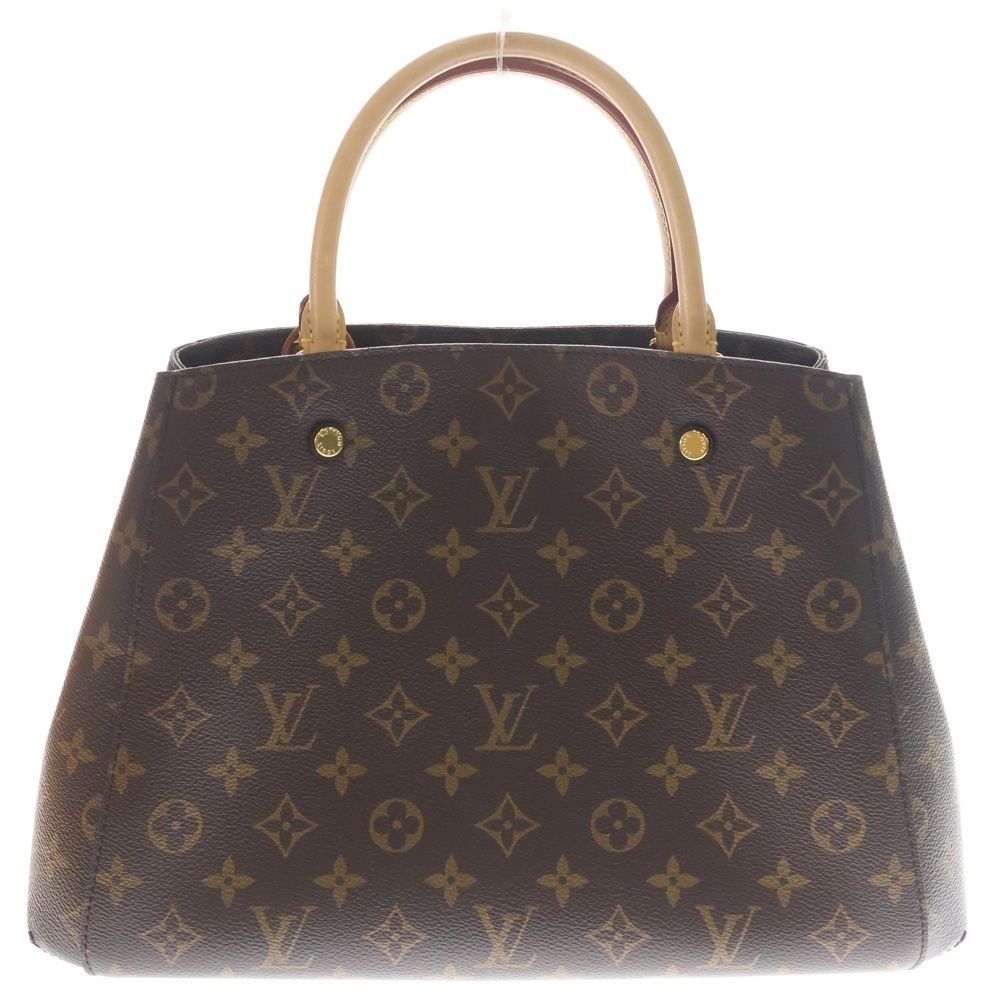 Louis Vuitton Monogram Montaigne MM 2-Way Shoulder Bag Brown Leather Gold