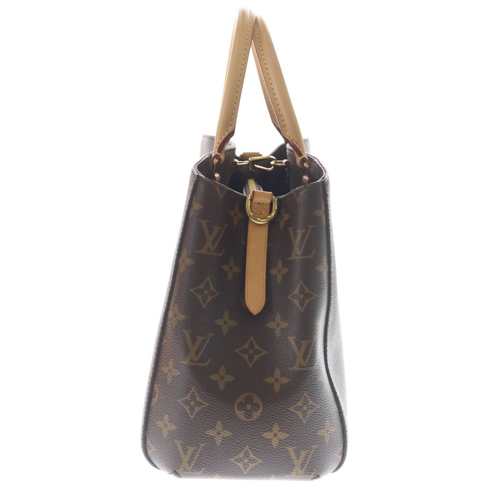 Louis Vuitton Monogram Montaigne MM 2-Way Shoulder Bag Brown Leather Gold