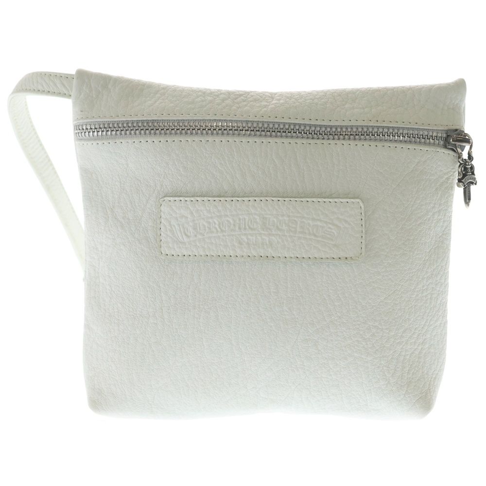 Chrome Hearts Diaper Leather Poach Pouch White with Zipper