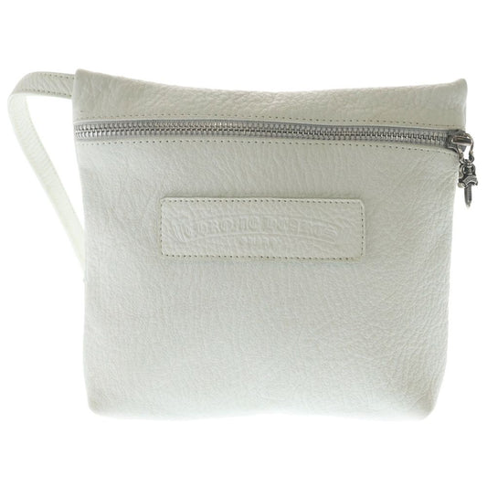 Chrome Hearts Diaper Leather Poach Pouch White with Zipper
