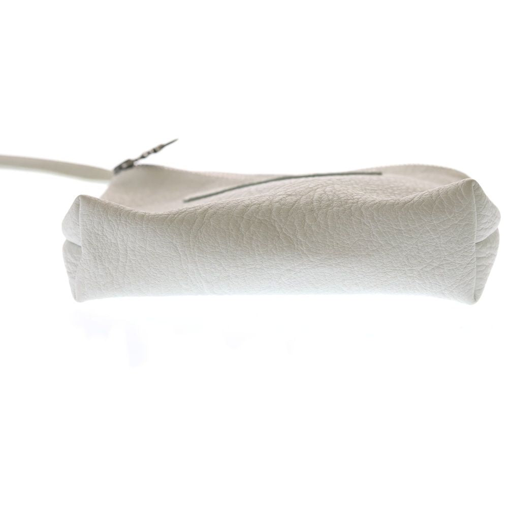 Chrome Hearts Diaper Leather Poach Pouch White with Zipper