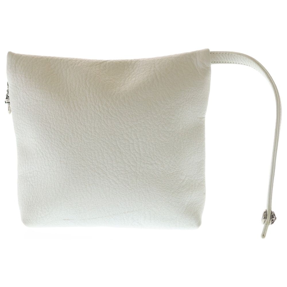 Chrome Hearts Diaper Leather Poach Pouch White with Zipper