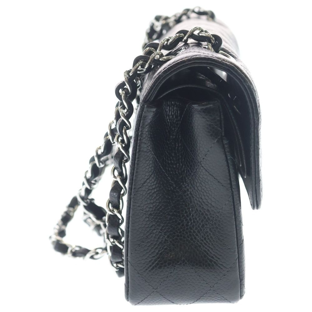 Chanel Quilted 23 Double Flap Calfskin Chain Bag Handbag Black Silver