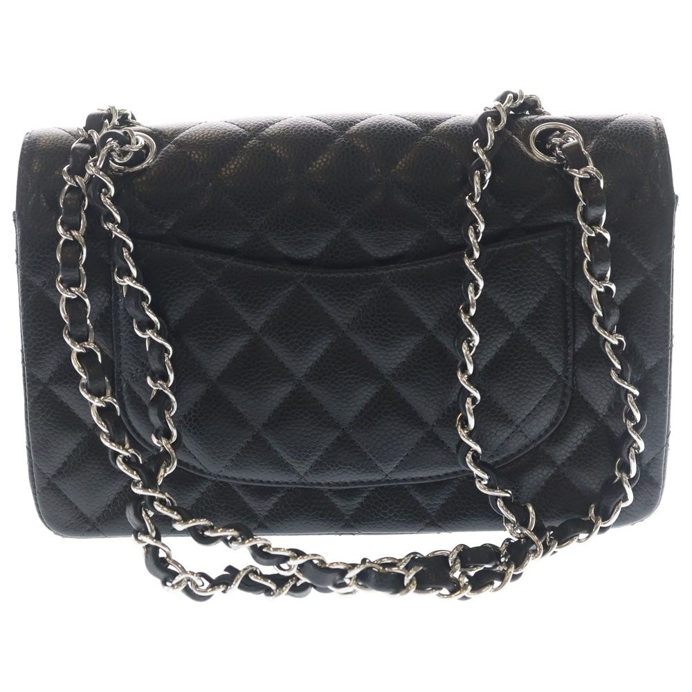 Chanel Quilted 23 Double Flap Calfskin Chain Bag Handbag Black Silver