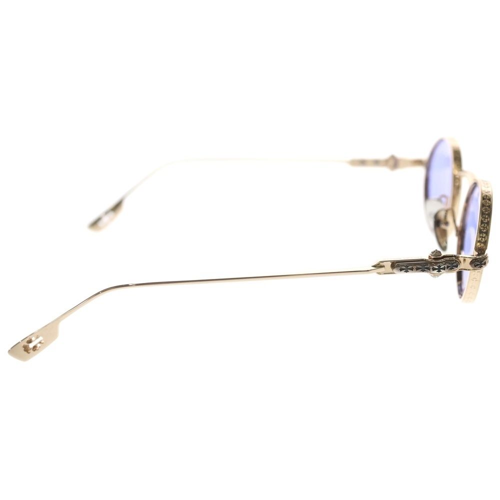 Chrome Hearts Honey Dipped CH Cross Oval Frame Sunglasses Eyewear Blue Gold