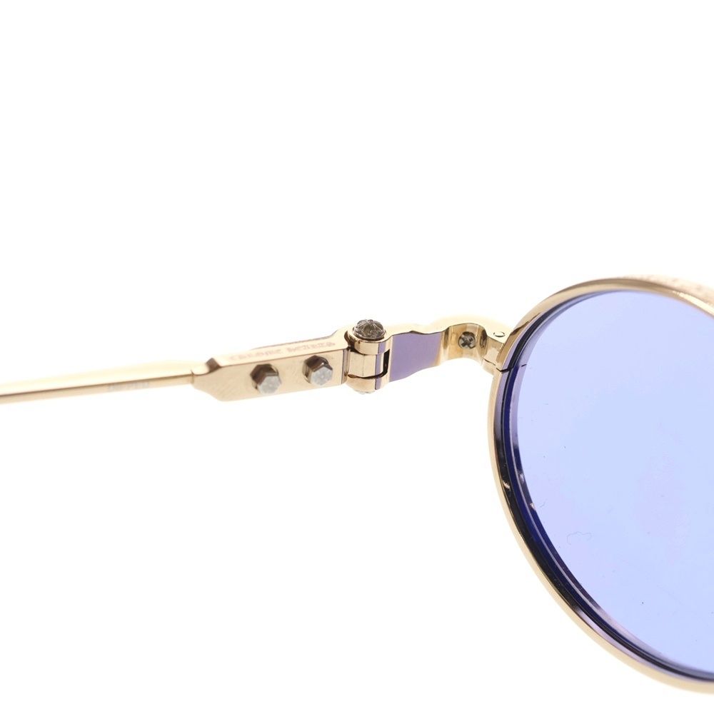Chrome Hearts Honey Dipped CH Cross Oval Frame Sunglasses Eyewear Blue Gold