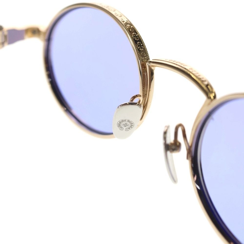 Chrome Hearts Honey Dipped CH Cross Oval Frame Sunglasses Eyewear Blue Gold