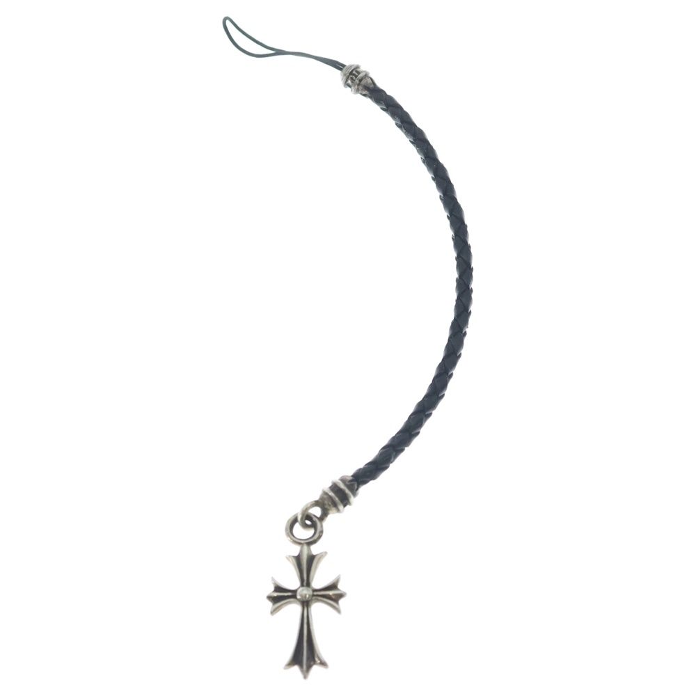 Chrome Hearts Phnstrp Tiny CH Cross Phone Strap CH Mobile Leather Black Silver