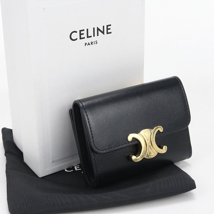 Celine Compact Wallet Triomphe Trifold Leather