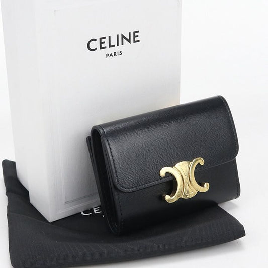 Celine Compact Wallet Triomphe Trifold Leather