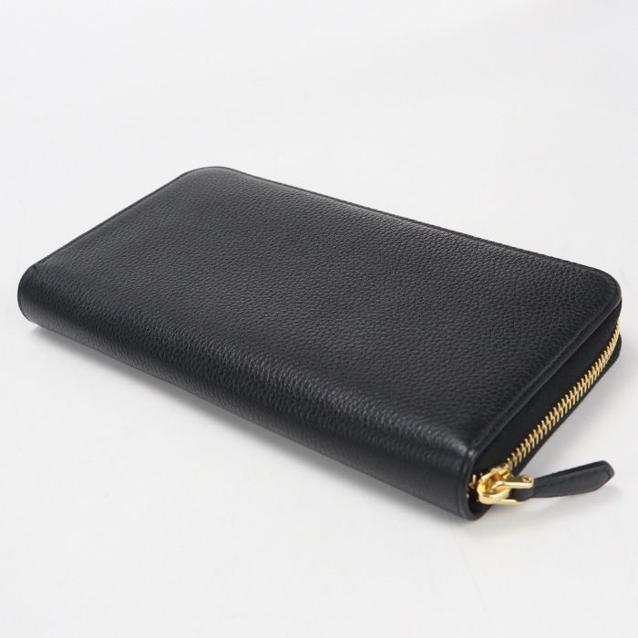 Prada Zip Around Vitello Gray Leather Wallet