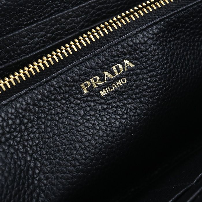 Prada Zip Around Vitello Gray Leather Wallet