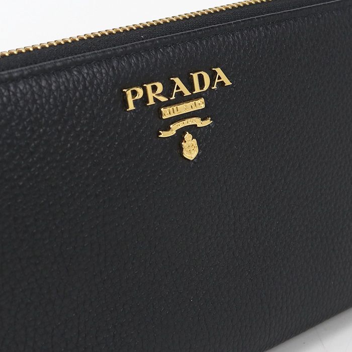 Prada Zip Around Vitello Gray Leather Wallet