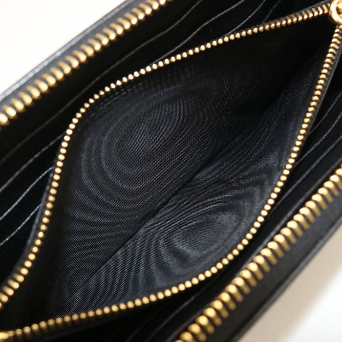 Prada Zip Around Vitello Gray Leather Wallet