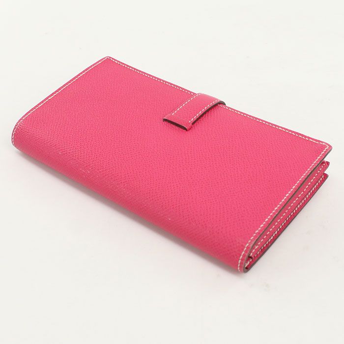 Hermes Bearn Souffle Wallet with Bifold Coin Purse Rose Tyrian