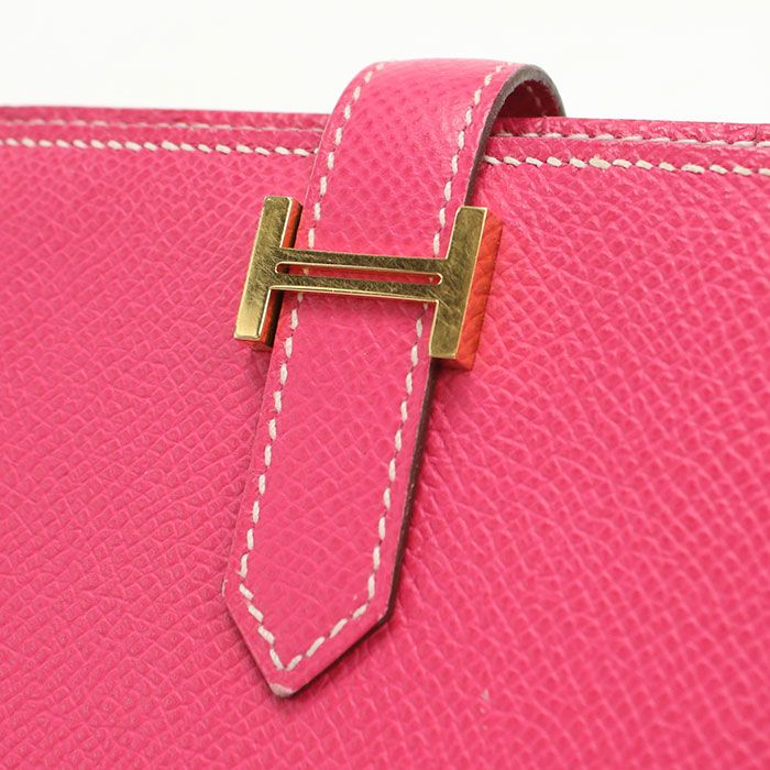 Hermes Bearn Souffle Wallet with Bifold Coin Purse Rose Tyrian