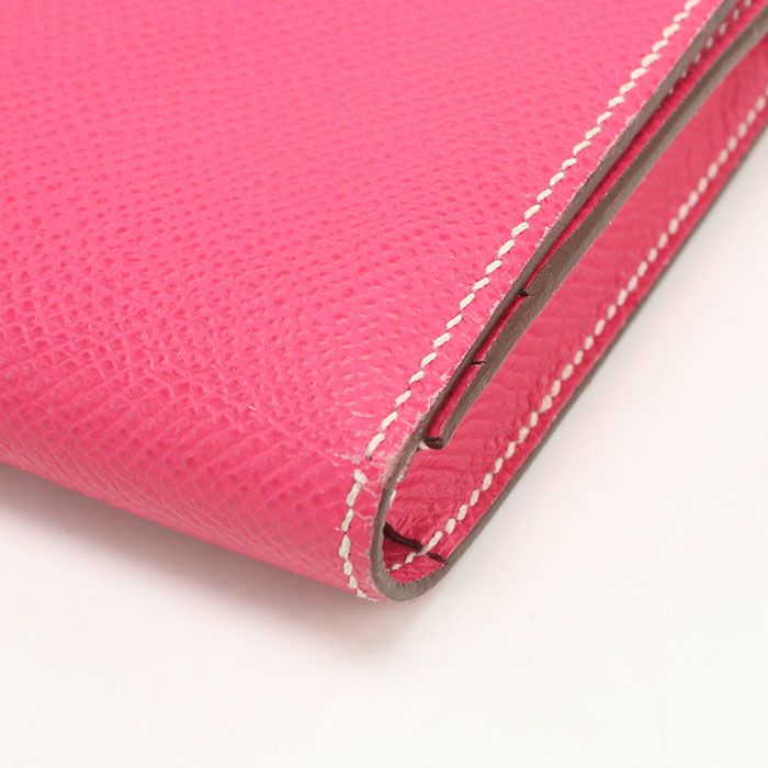 Hermes Bearn Souffle Wallet with Bifold Coin Purse Rose Tyrian