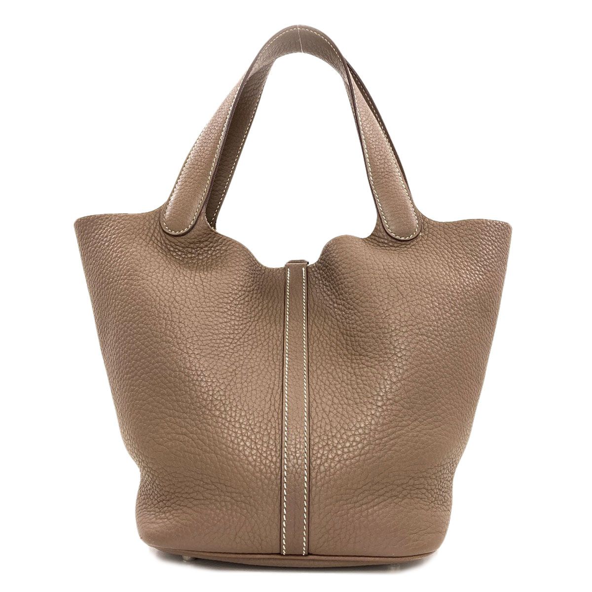 Hermes Picotin Lock MM Etoupe Silver Handbag Taurillon