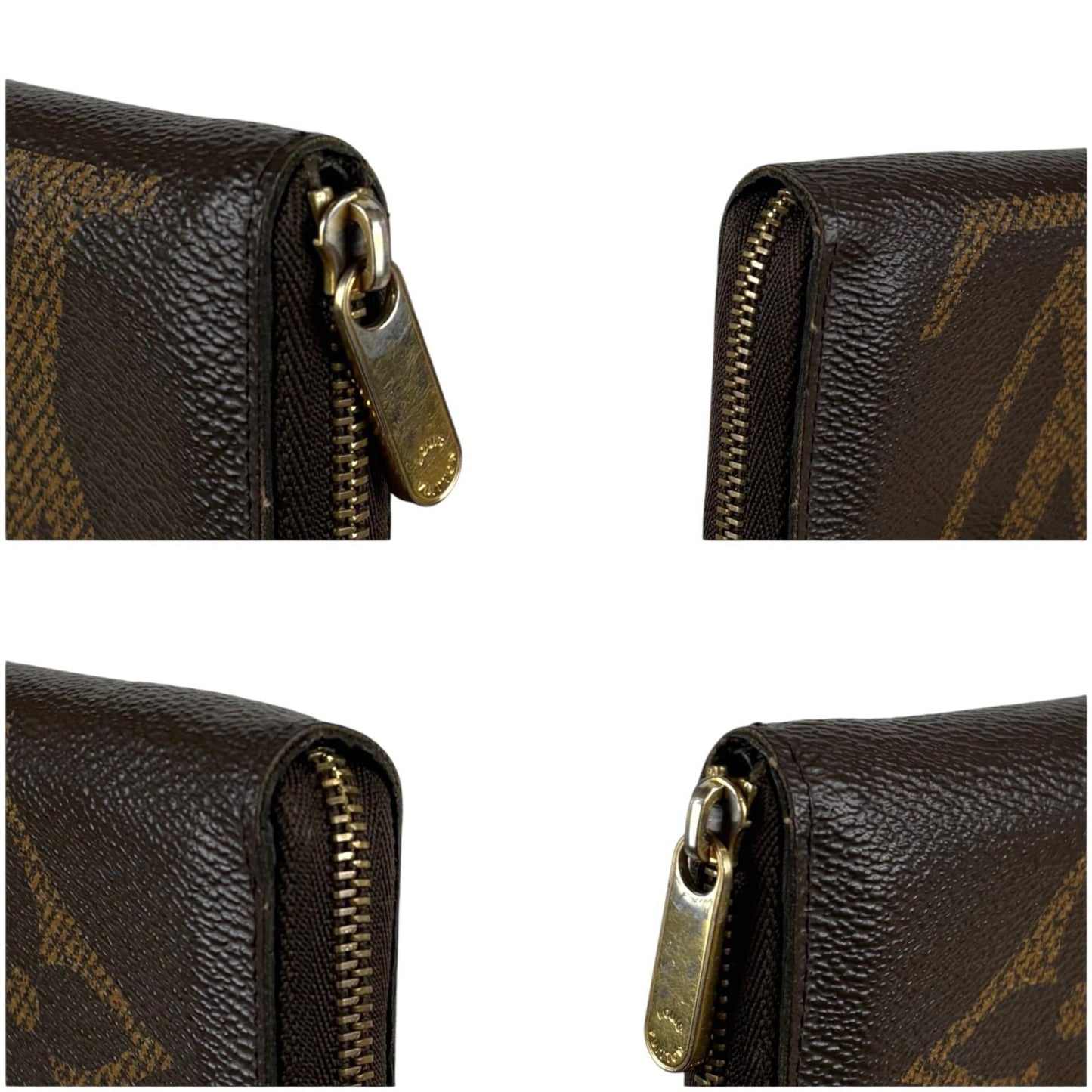Louis Vuitton Monogram Giant Zippy Coin Purse Fragment Case Brown Lambskin