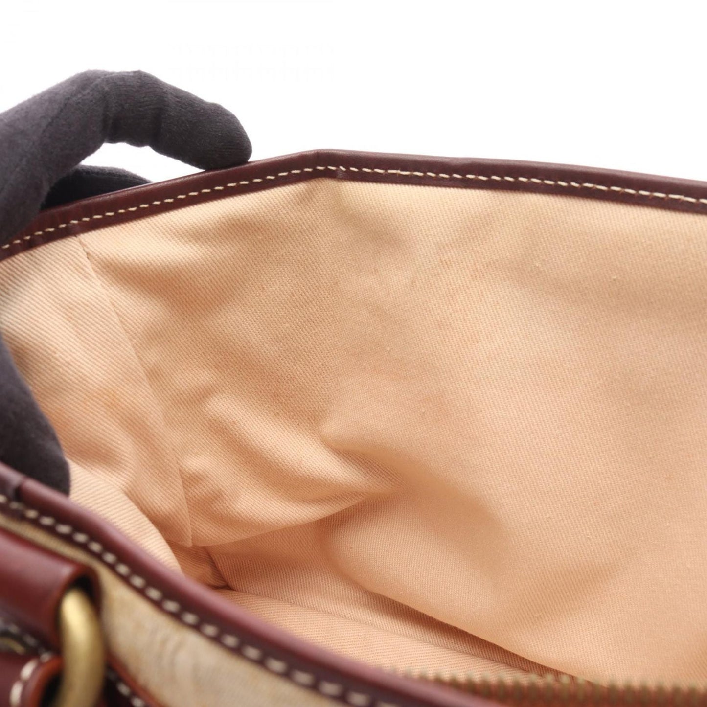 Celine Handbag Boogie Bag Beige Bordeaux Canvas Leather