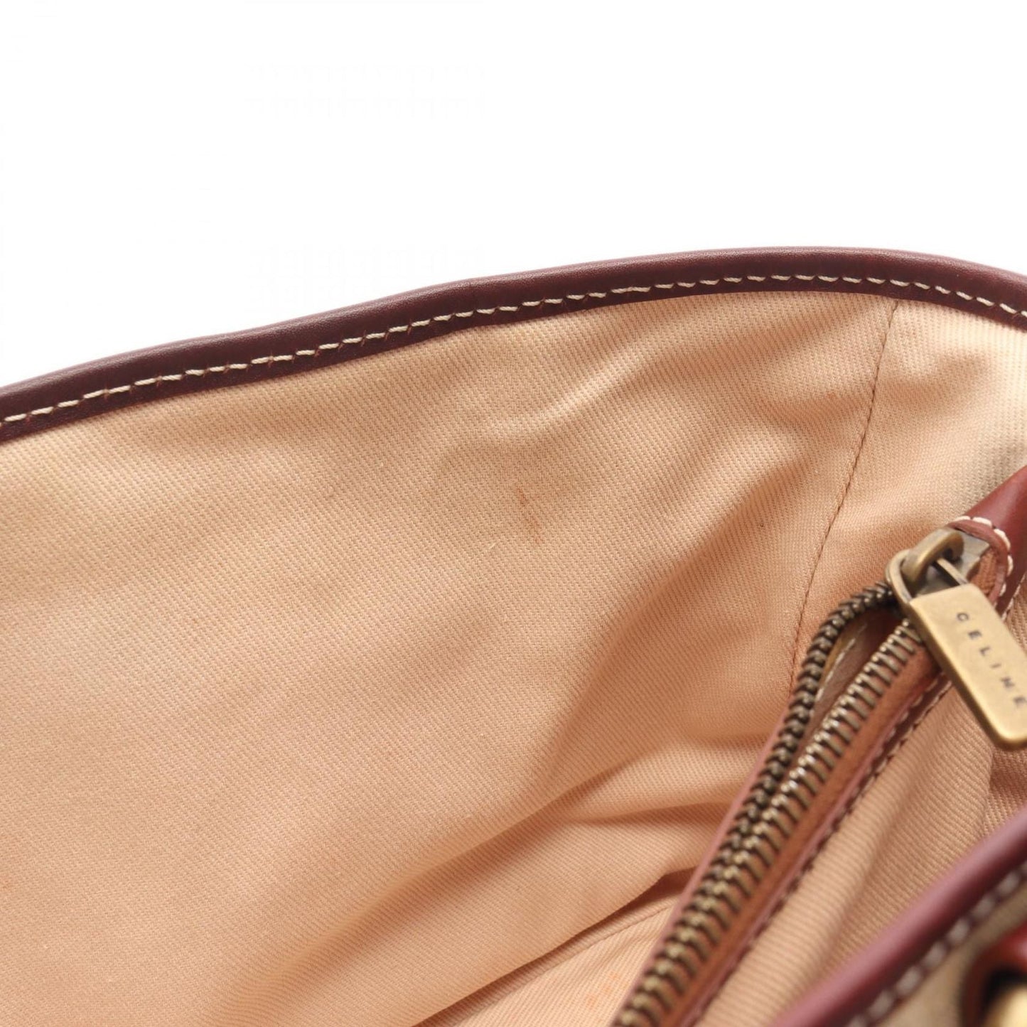 Celine Handbag Boogie Bag Beige Bordeaux Canvas Leather