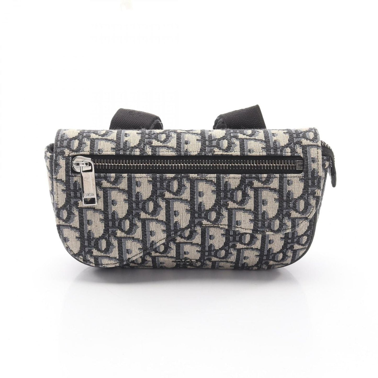 Dior Clutch Saddle Pouch White Beige Navy Canvas Oblique