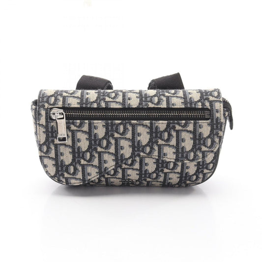 Dior Clutch Saddle Pouch White Beige Navy Canvas Oblique