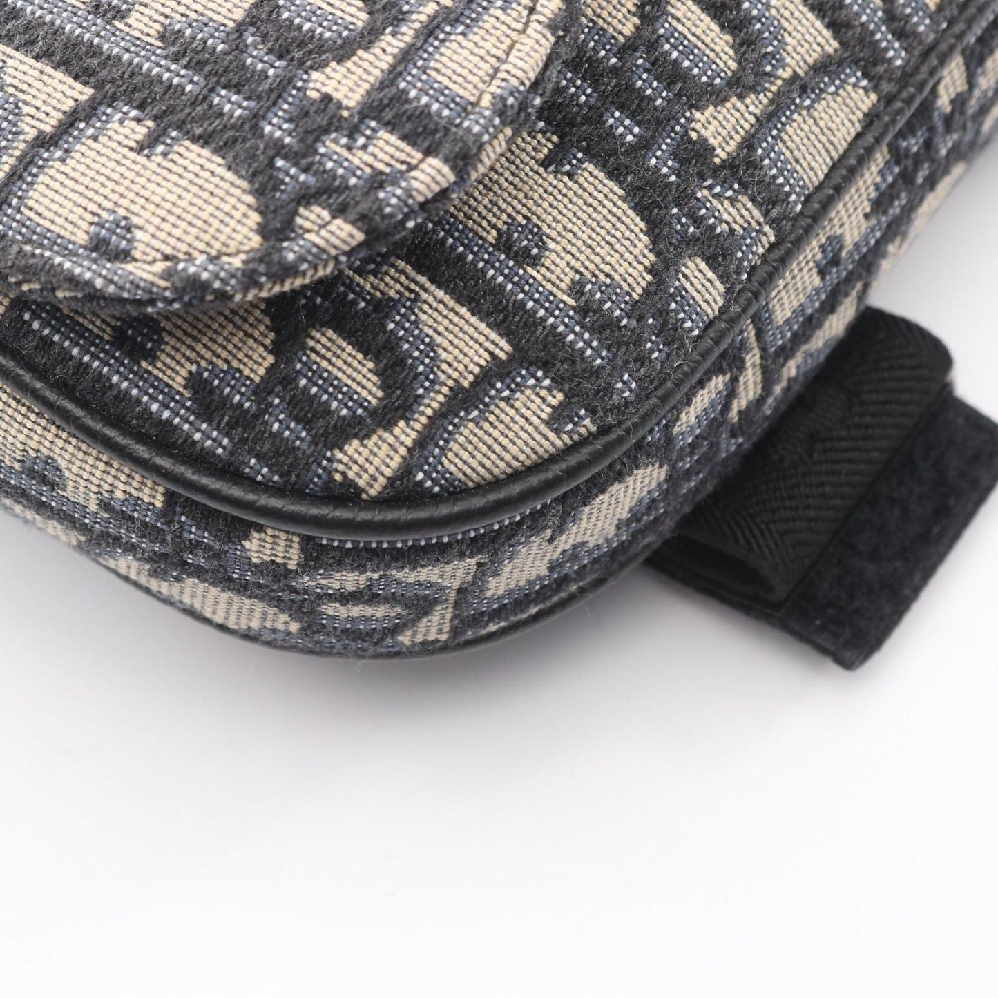Dior Clutch Saddle Pouch White Beige Navy Canvas Oblique