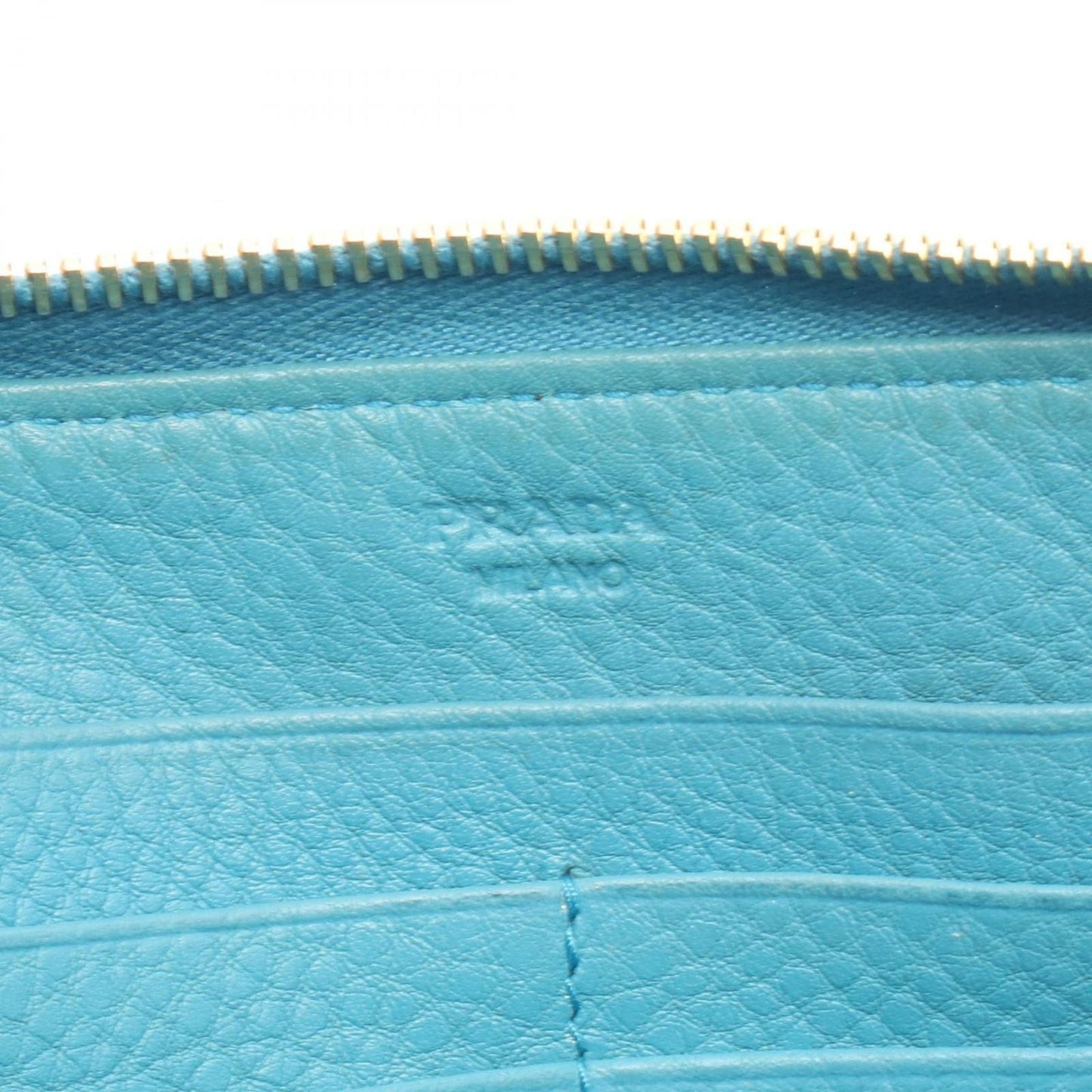 Prada Round Wallet Vitello Daino Blue Leather