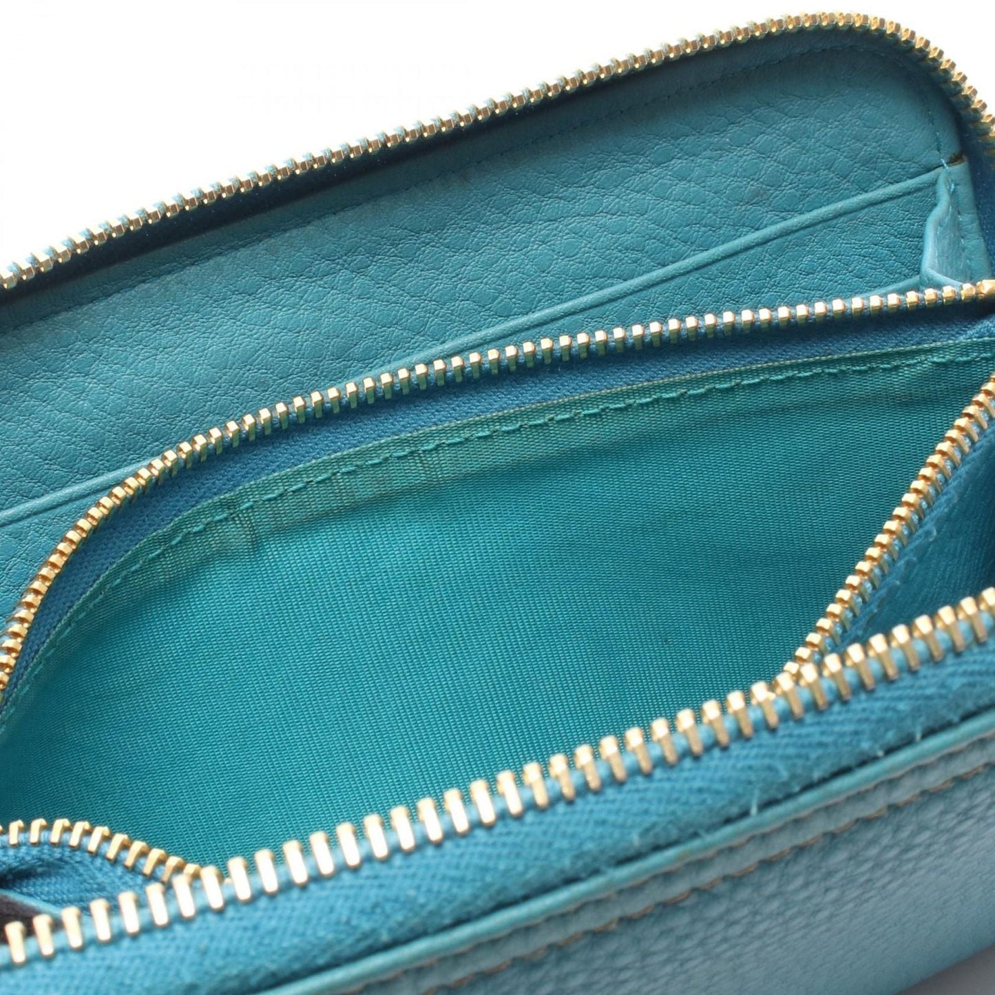 Prada Round Wallet Vitello Daino Blue Leather