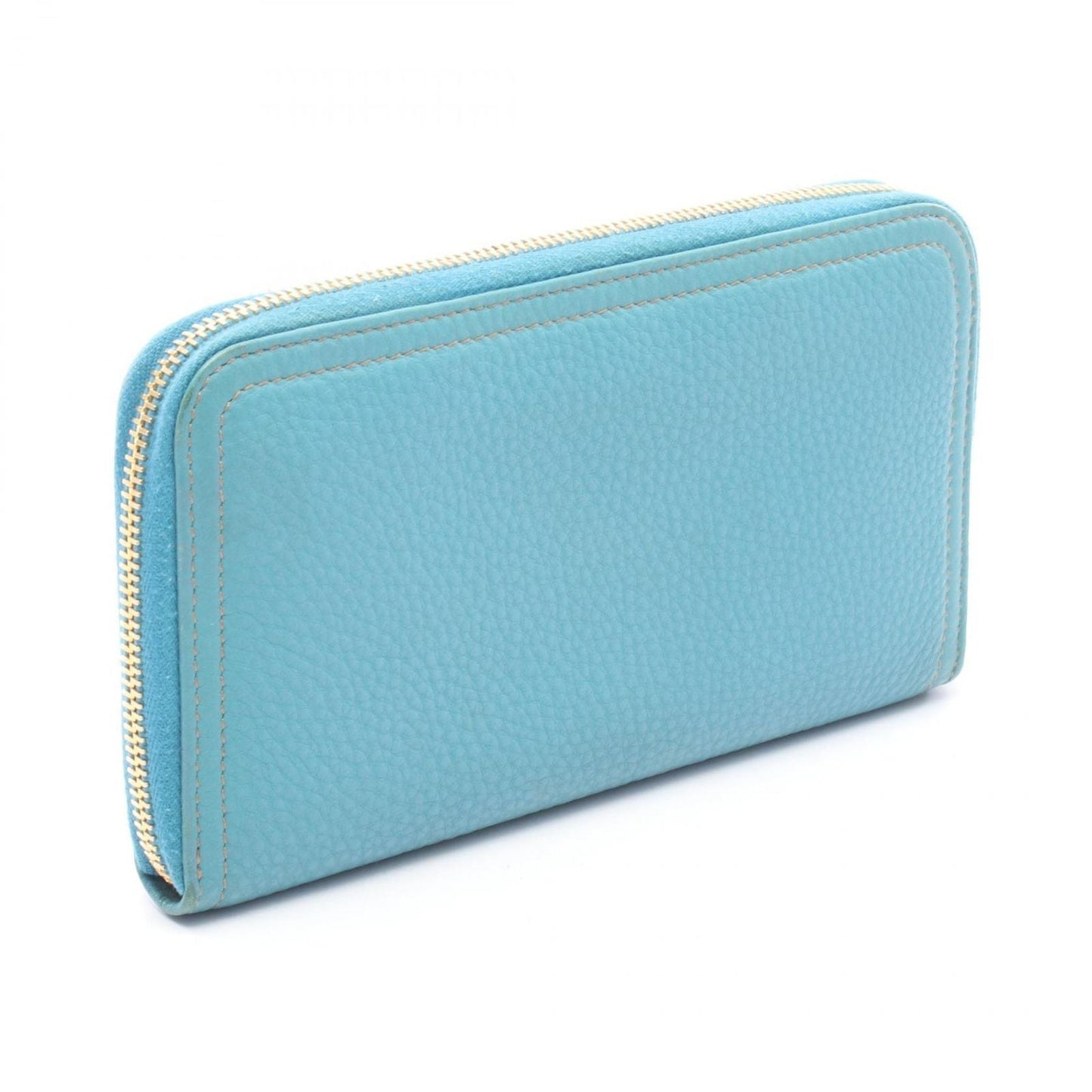Prada Round Wallet Vitello Daino Blue Leather