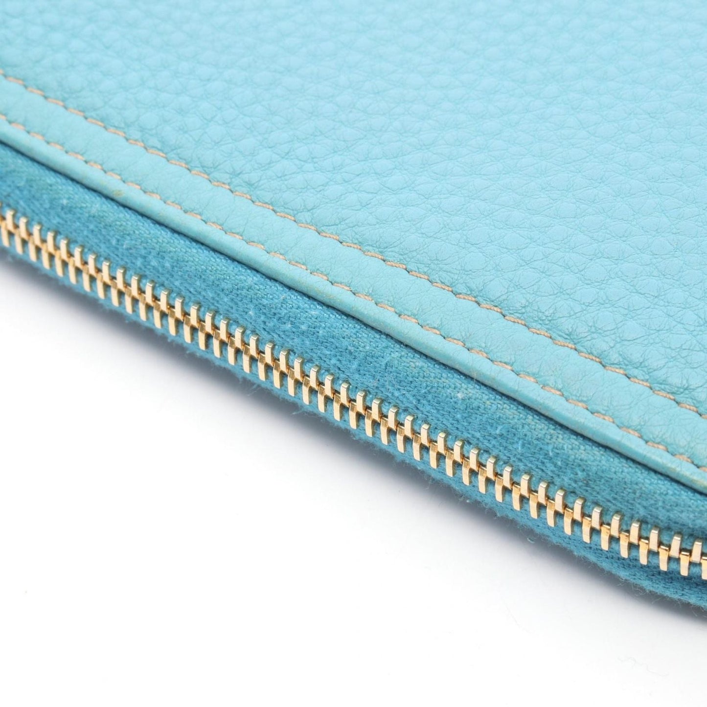 Prada Round Wallet Vitello Daino Blue Leather