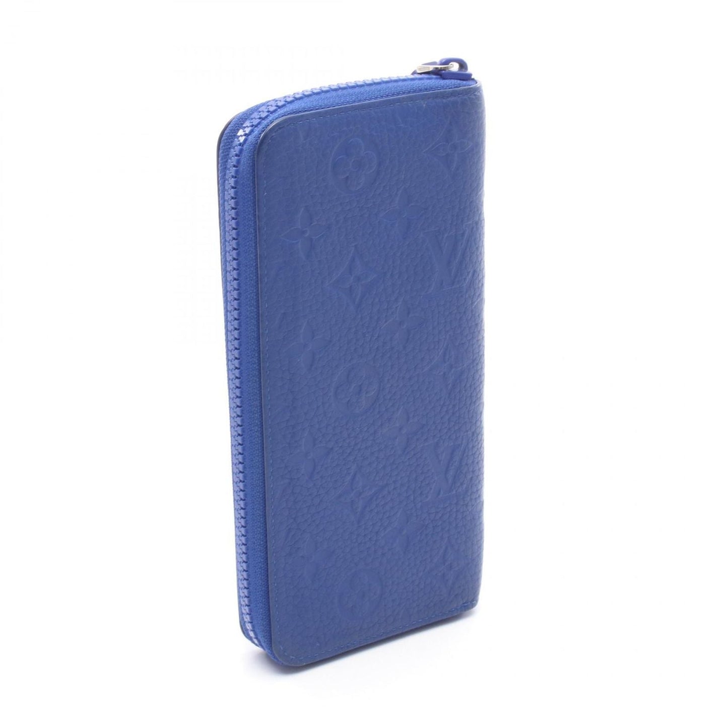 Louis Vuitton Round Wallet Zippy Vertical Monogram Taurillon Blue Leather
