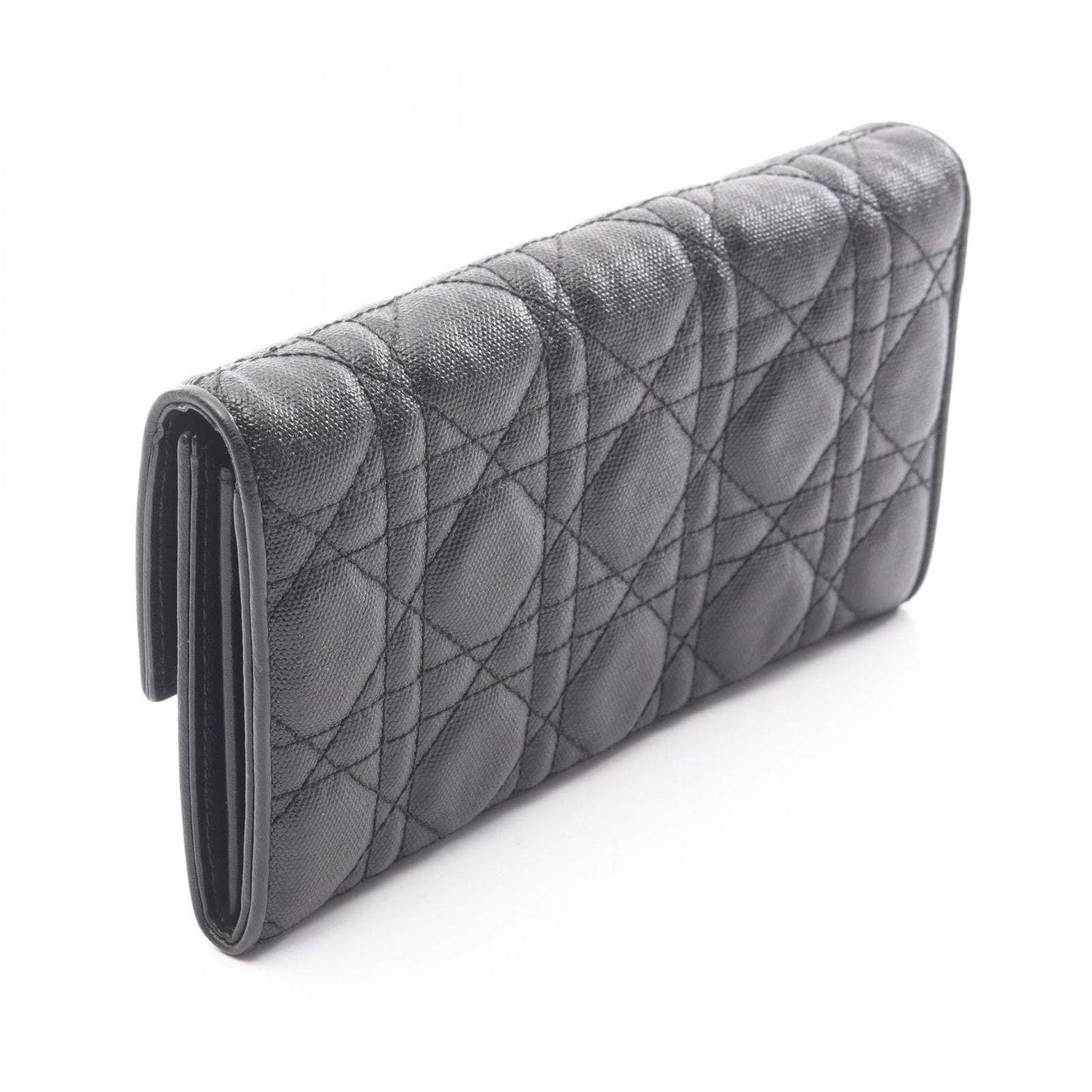 Dior Bifold Wallet Cannage Black Leather Zip