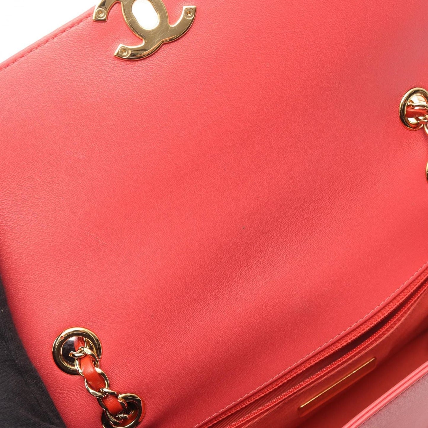 Chanel Shoulder Bag Quilted Red Pink Lambskin Bicolor Chain