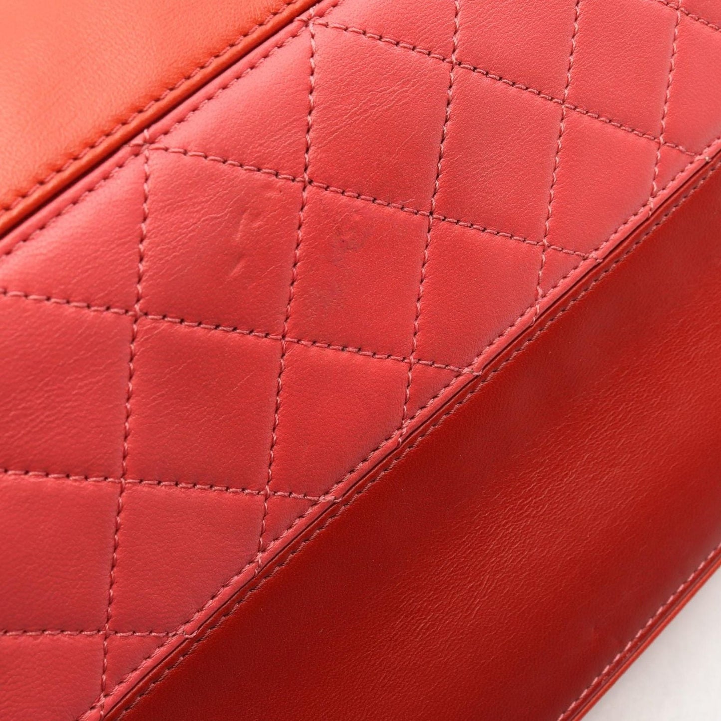 Chanel Shoulder Bag Quilted Red Pink Lambskin Bicolor Chain