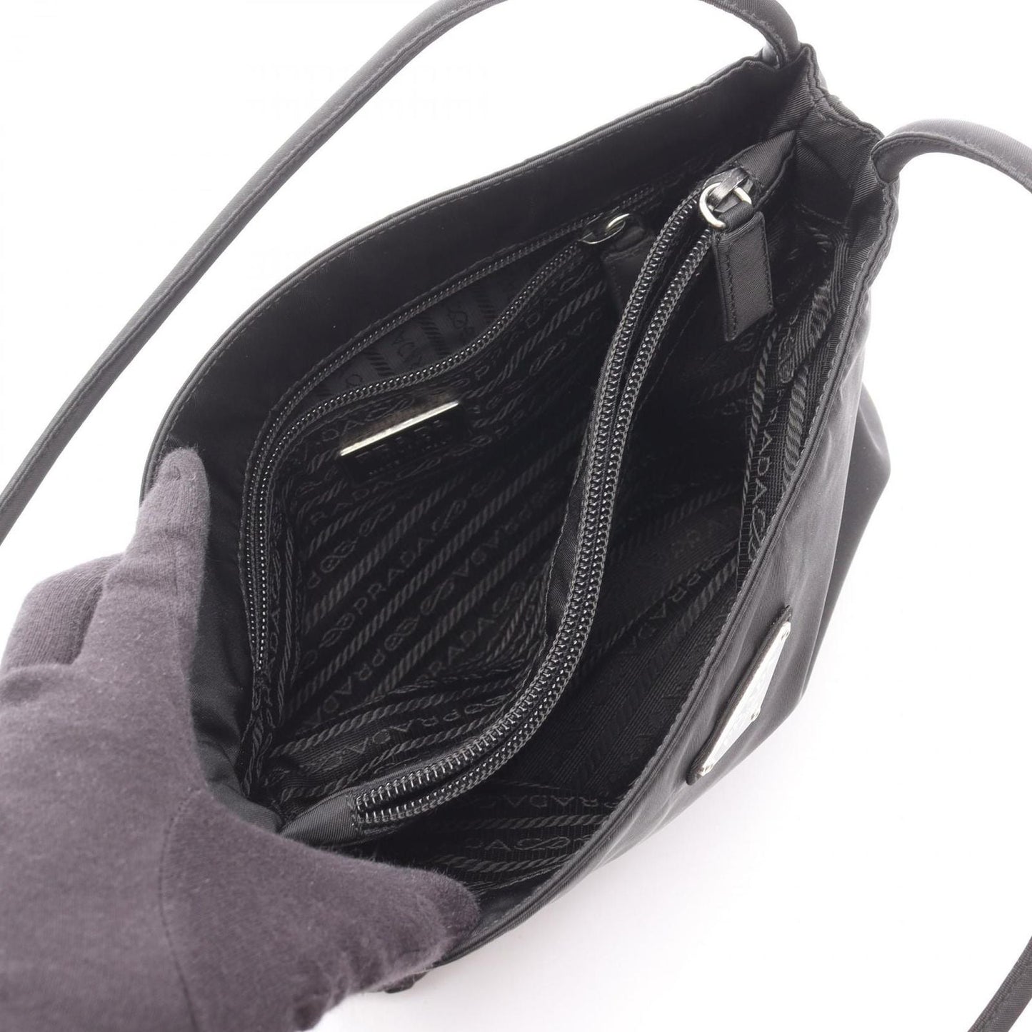 Prada Shoulder Bag Tessuto City Black Nylon Triangle Logo Hand