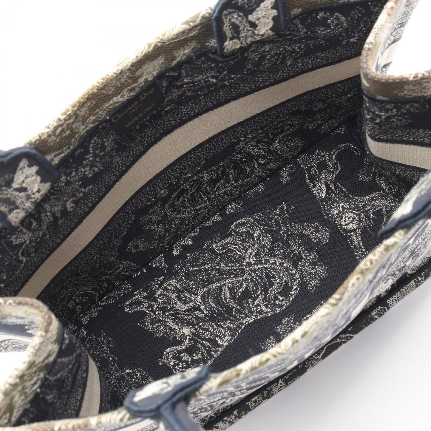 Dior Tote Book Toile de Jouy Ivory Navy Canvas