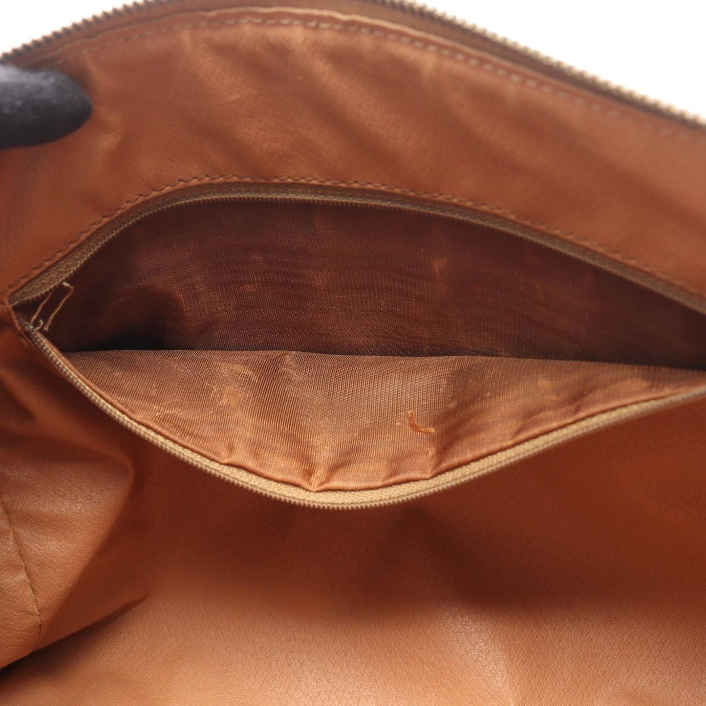 Celine Handbag Macadam Beige Brown Canvas Leather Mini Boston