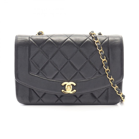 Chanel Shoulder Bag Quilted Diana Flap Black Lambskin Chain