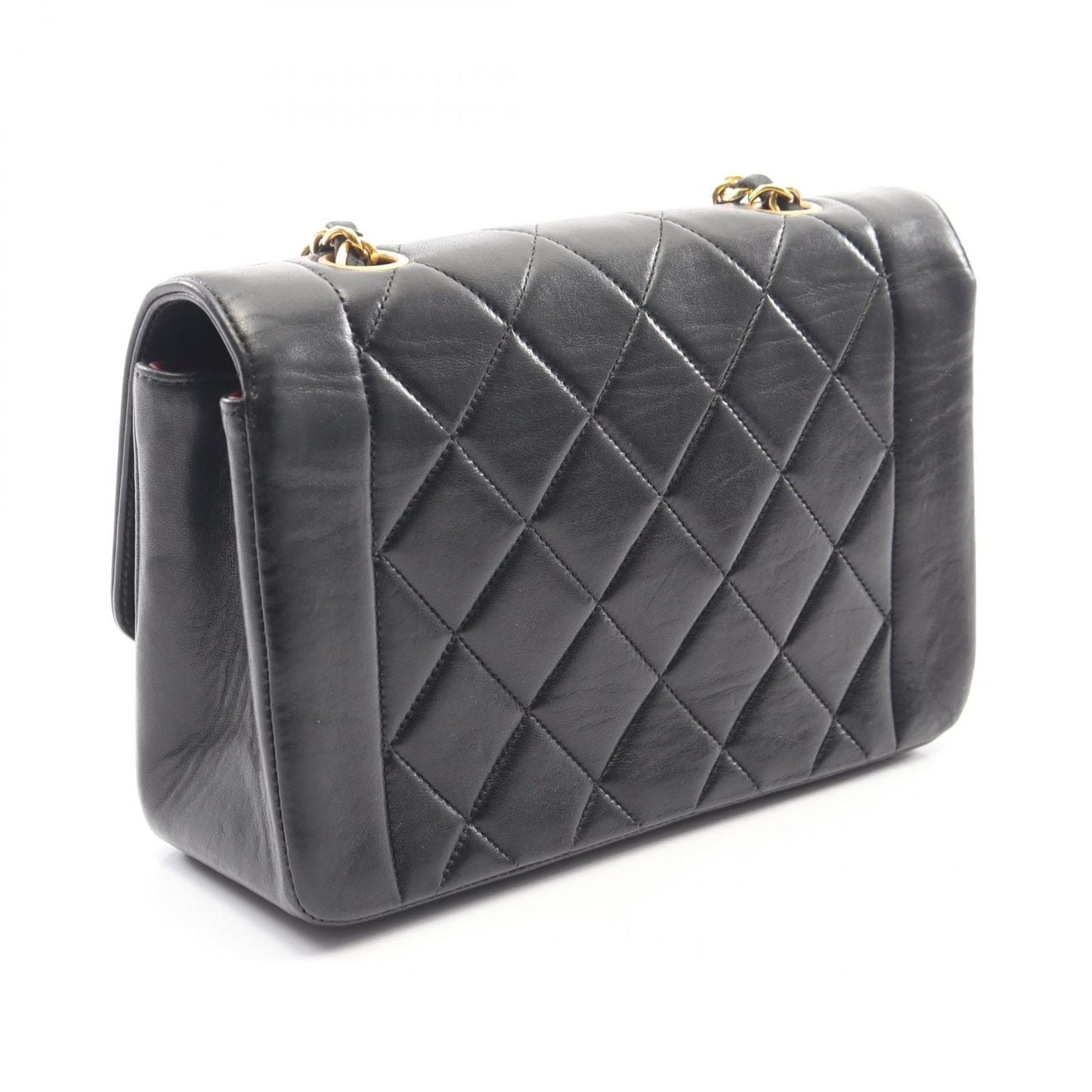 Chanel Shoulder Bag Quilted Diana Flap Black Lambskin Chain