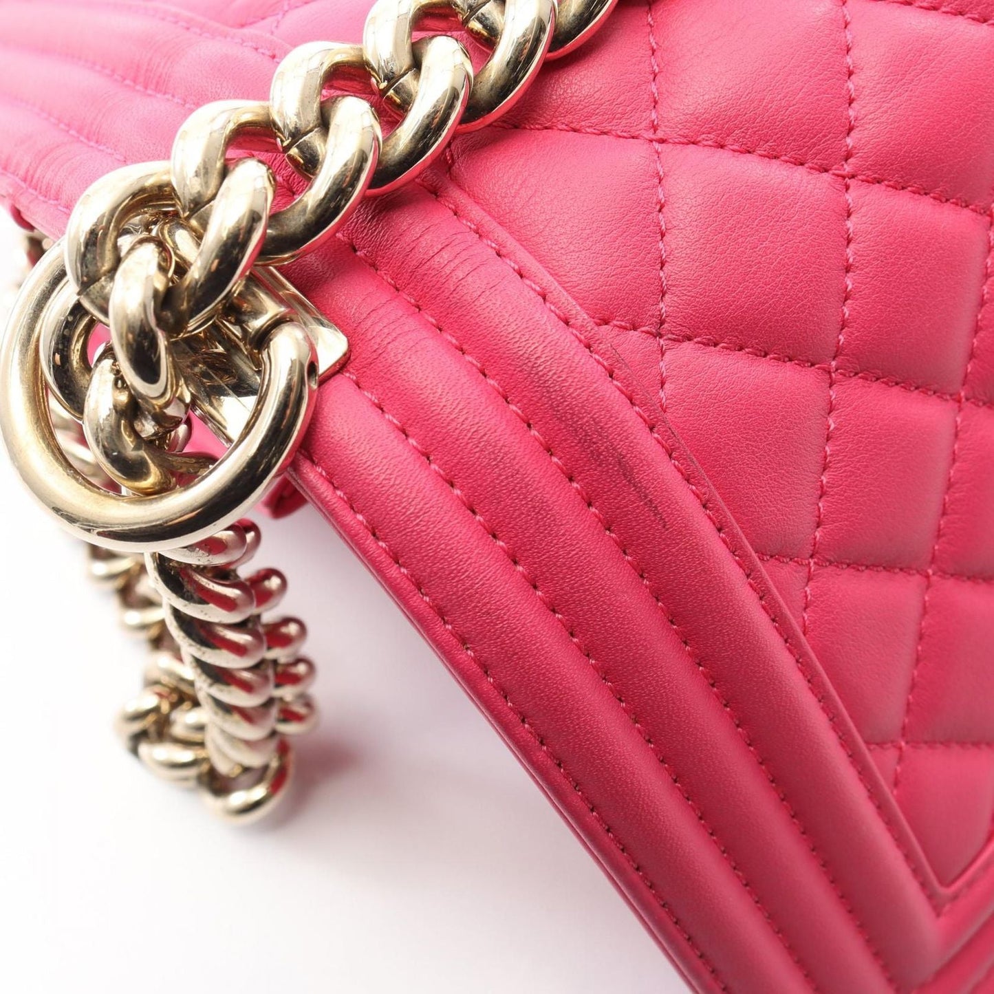 Chanel Shoulder Bag Small Pink Lambskin Chain
