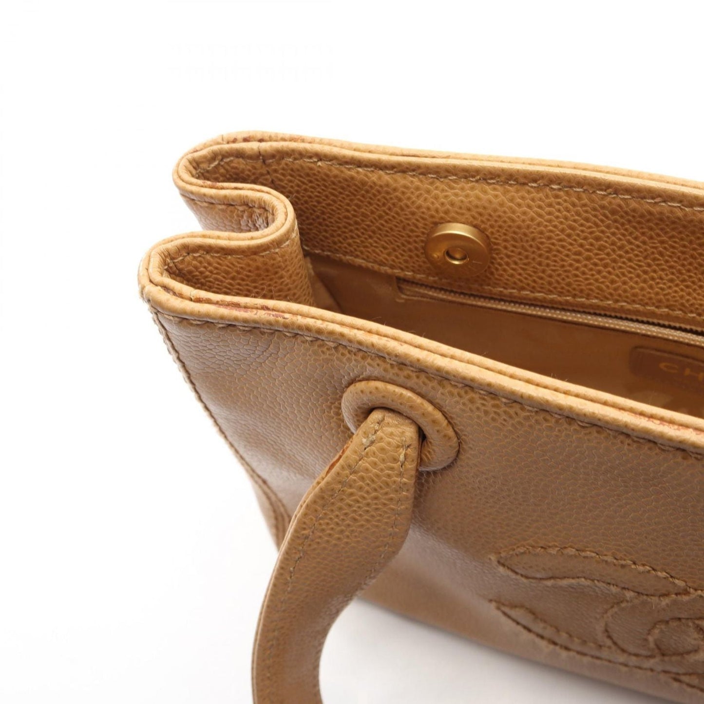 Chanel Handbag CC Logo Mini Beige Calf