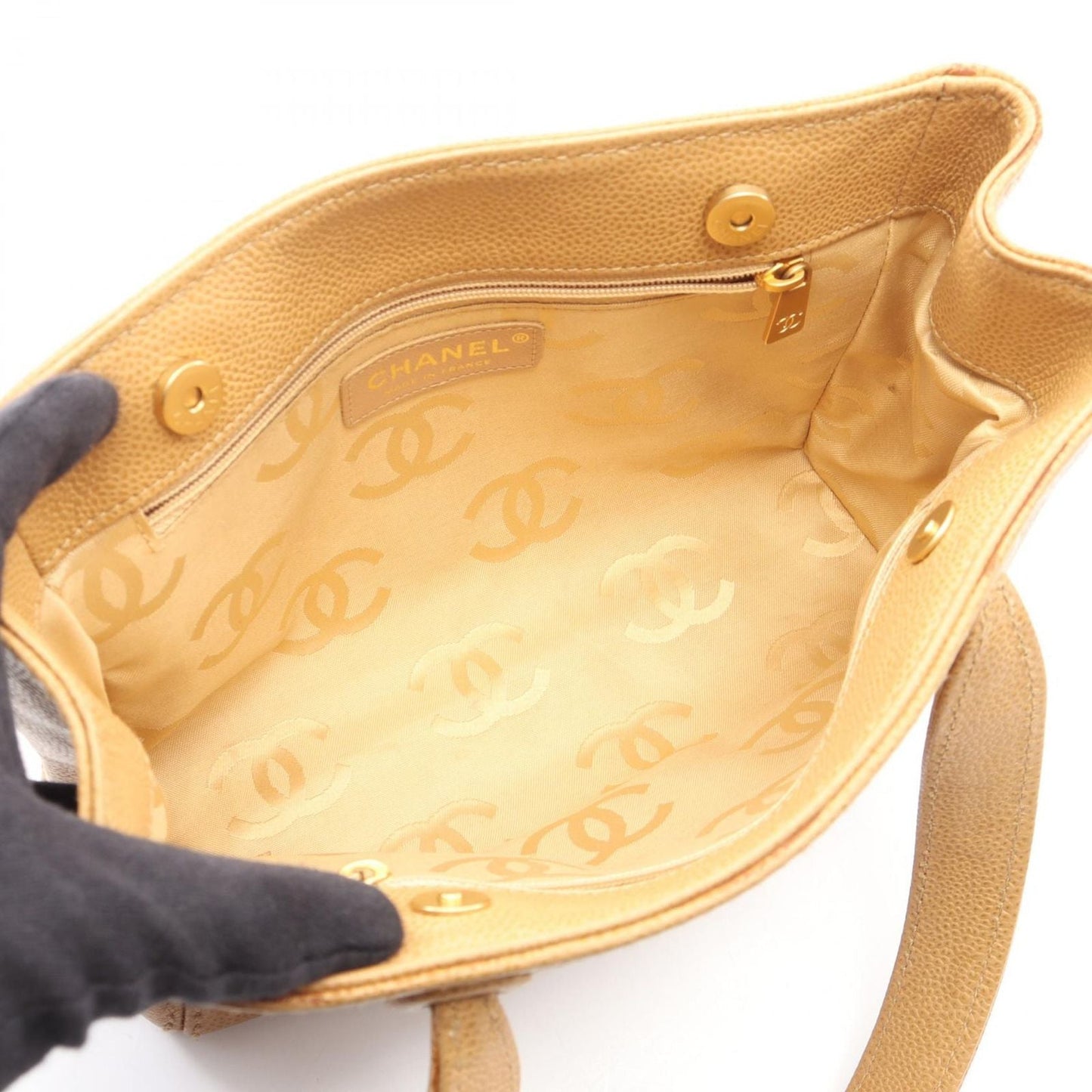 Chanel Handbag CC Logo Mini Beige Calf