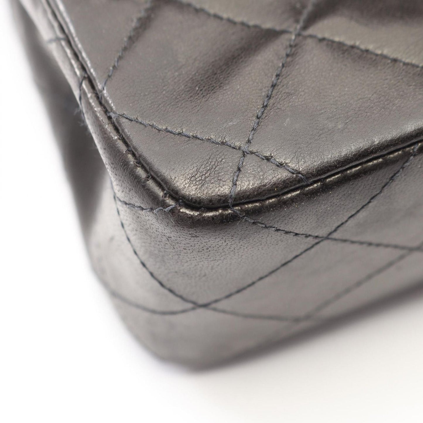 Chanel Shoulder Bag Quilted Double Flap Black Lambskin Chain