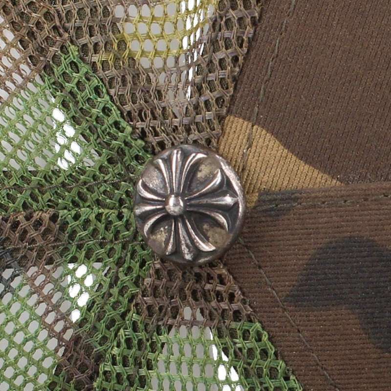 Chrome Hearts Trucker Cap Truck Khaki Cap CH Mesh Cap with Patch Cross Ball Hat