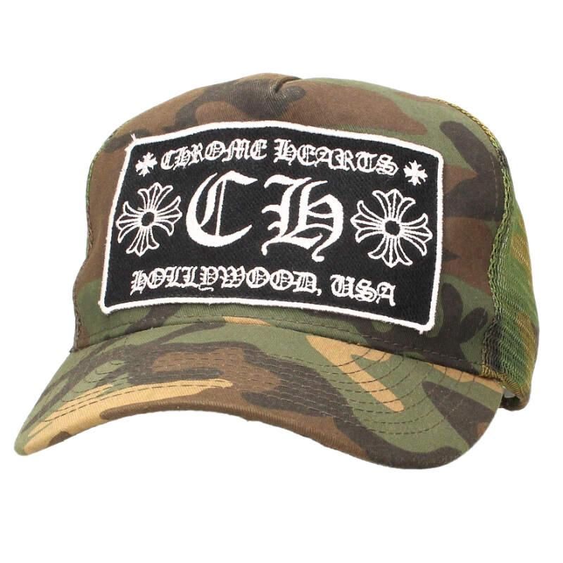 Chrome Hearts Trucker Cap Truck Khaki Cap CH Mesh Cap with Patch Cross Ball Hat