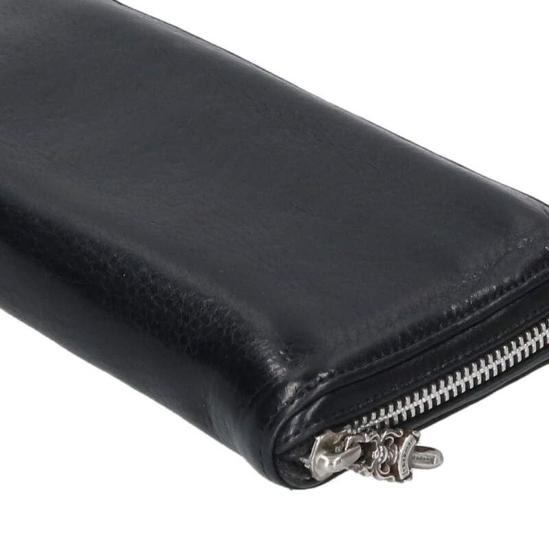 Chrome Hearts RC Zp2 Filigree Plus Decoration Round Zip Leather Wallet